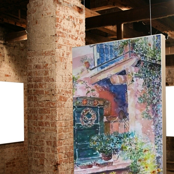 Original Watercolor Print of Beautiful Courtyard in Home Decor - Picture 3 of 3